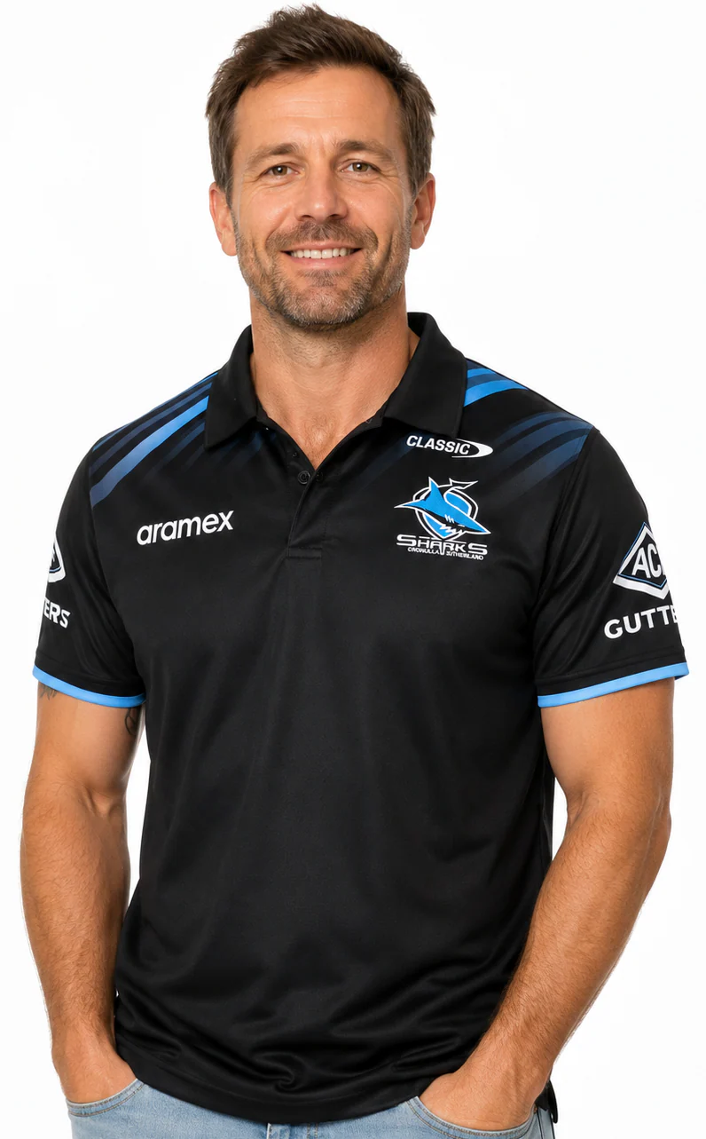 Cronulla Sharks NRL Mens Media Polo Shirt - Image 2