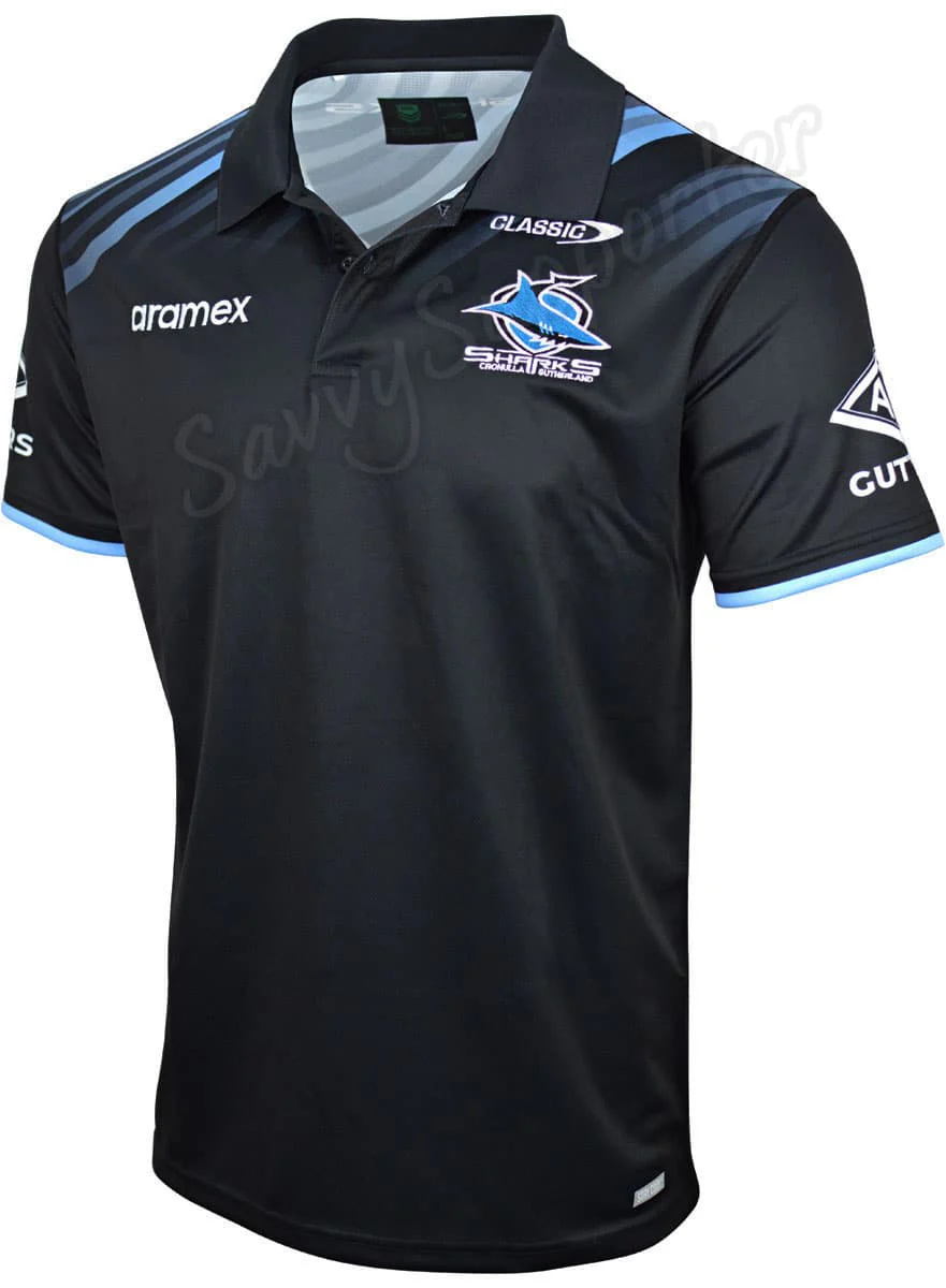 Cronulla Sharks NRL Mens Media Polo Shirt - Image 3
