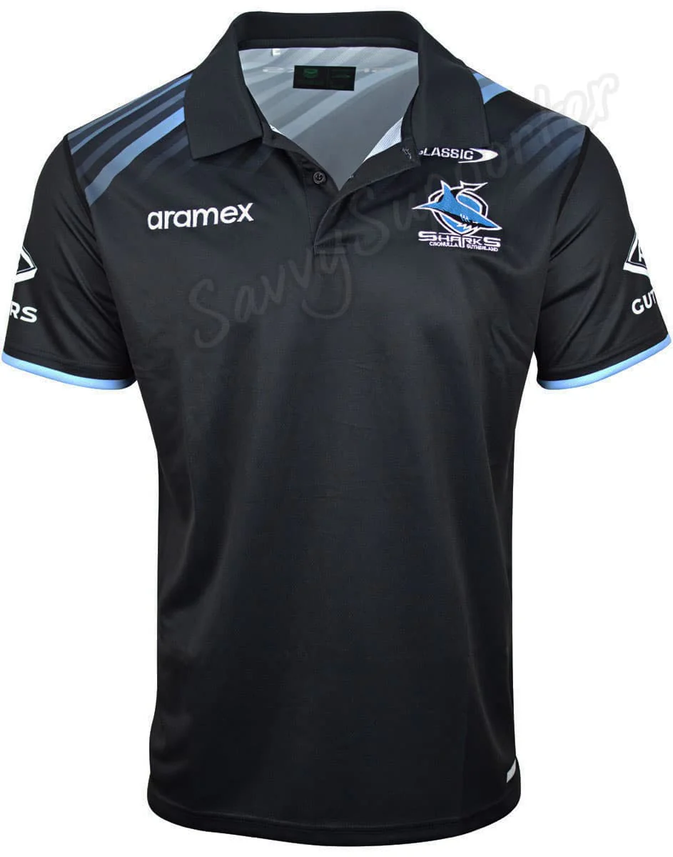 Cronulla Sharks NRL Mens Media Polo Shirt - Image 5