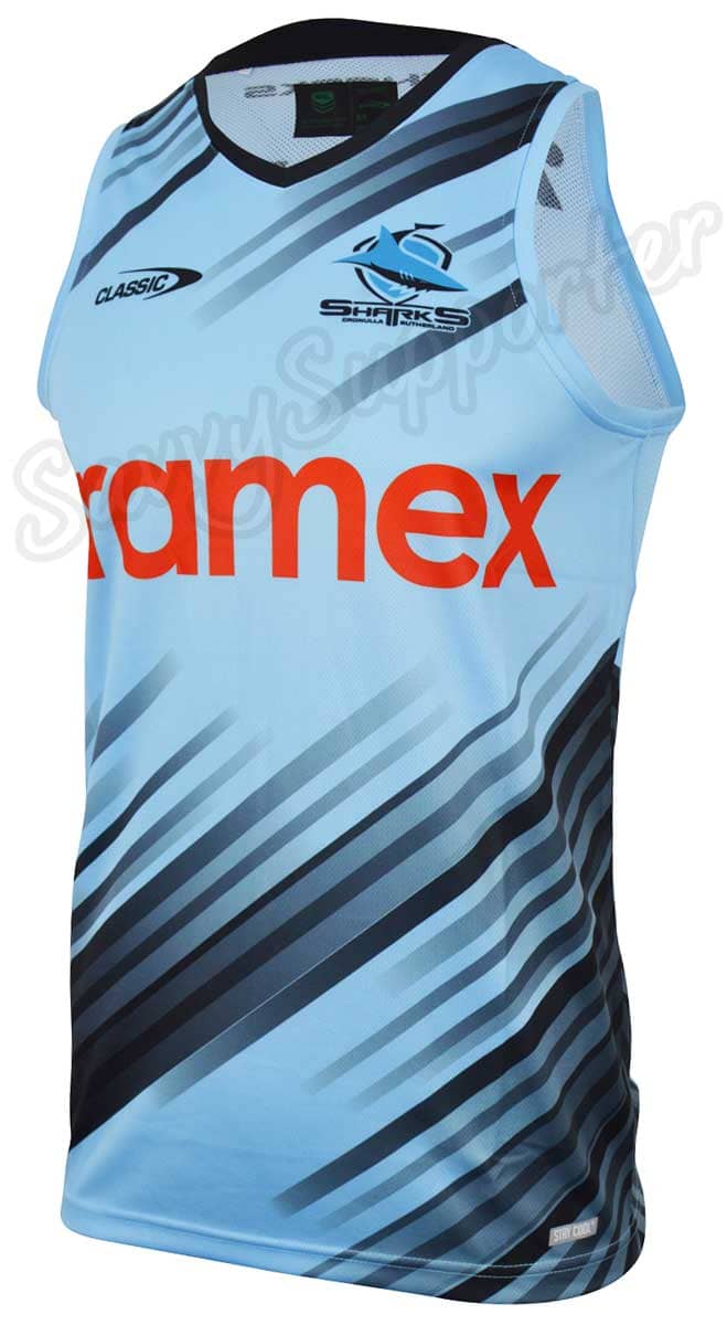Cronulla Sharks NRL Mens Sky Training Singlet