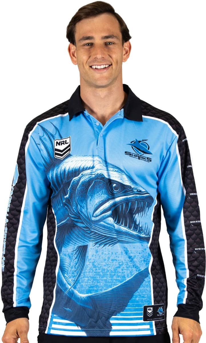 Cronulla Sharks NRL Mens Barracuda Fishing Shirt