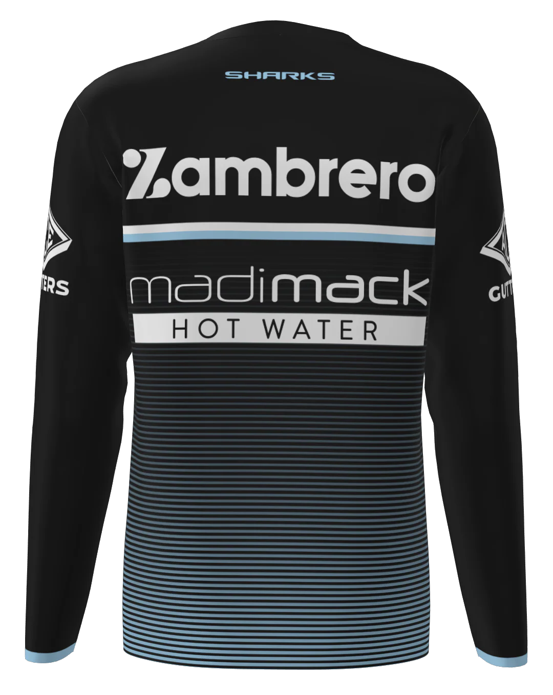 Cronulla Sharks NRL Mens Black Long Sleeve Training Shirt - Image 2