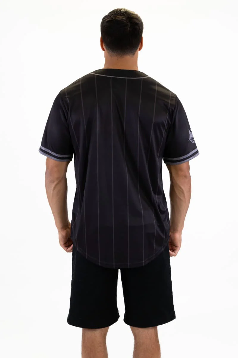 Cronulla Sharks NRL Mens Blackout Baseball Shirt - Image 5