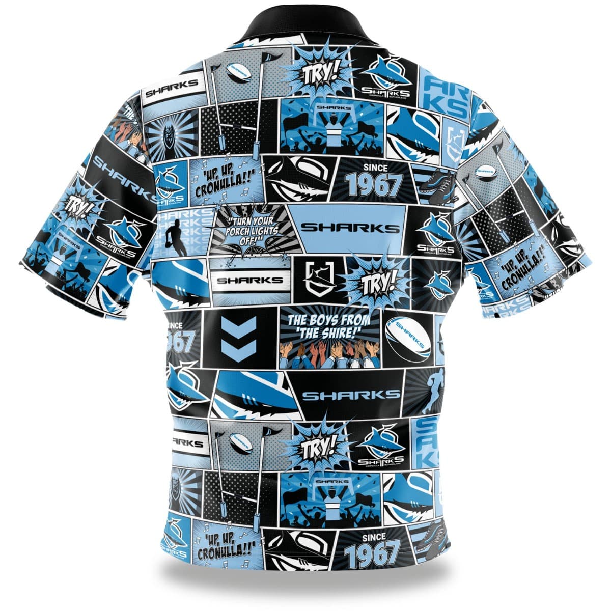 Cronulla Sharks NRL Mens 'Fanatic' Pop Art Shirt - Image 2