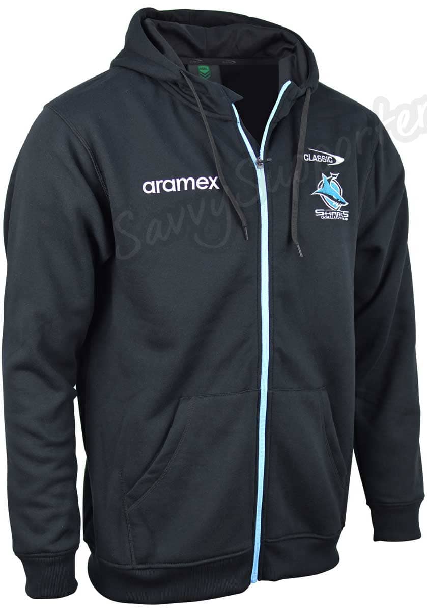 Cronulla Sharks NRL Mens Full Zip Fleece Hoodie - Image 2