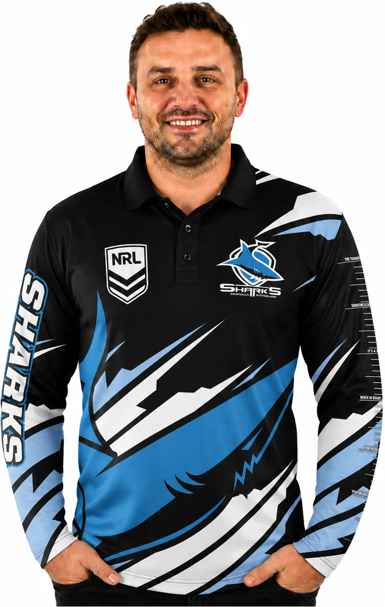 Cronulla Sharks NRL Mens Ignition Fishing Shirt