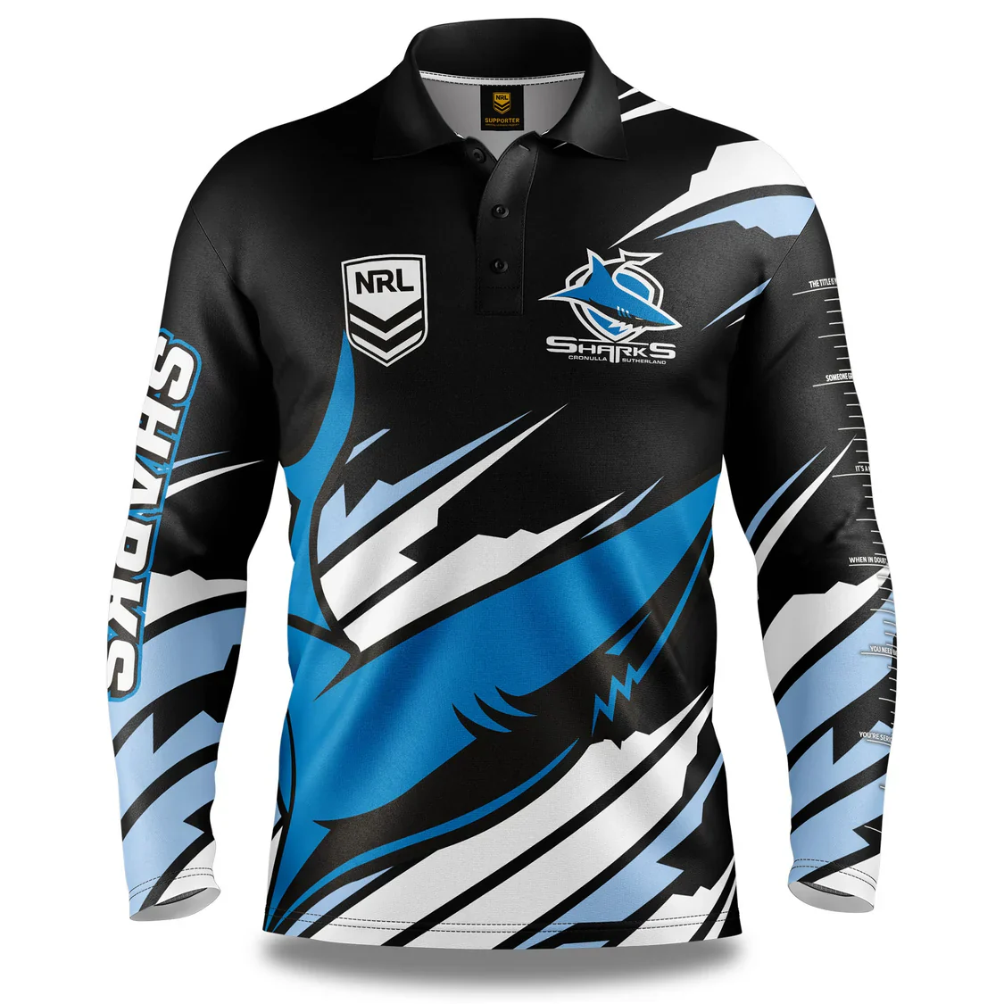 Cronulla Sharks NRL Mens Ignition Fishing Shirt - Image 2
