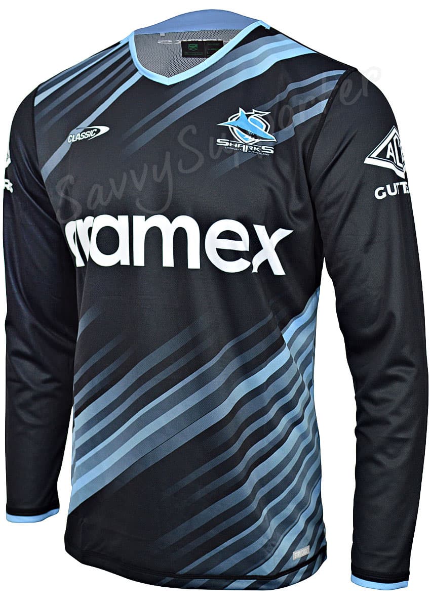 Cronulla Sharks NRL Mens Long Sleeve Training Shirt