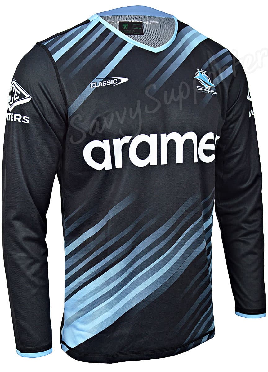 Cronulla Sharks NRL Mens Long Sleeve Training Shirt - Image 2