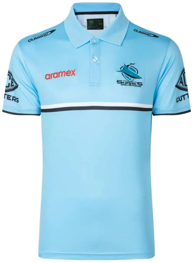 Cronulla Sharks NRL Mens Sky Players Polo Shirt