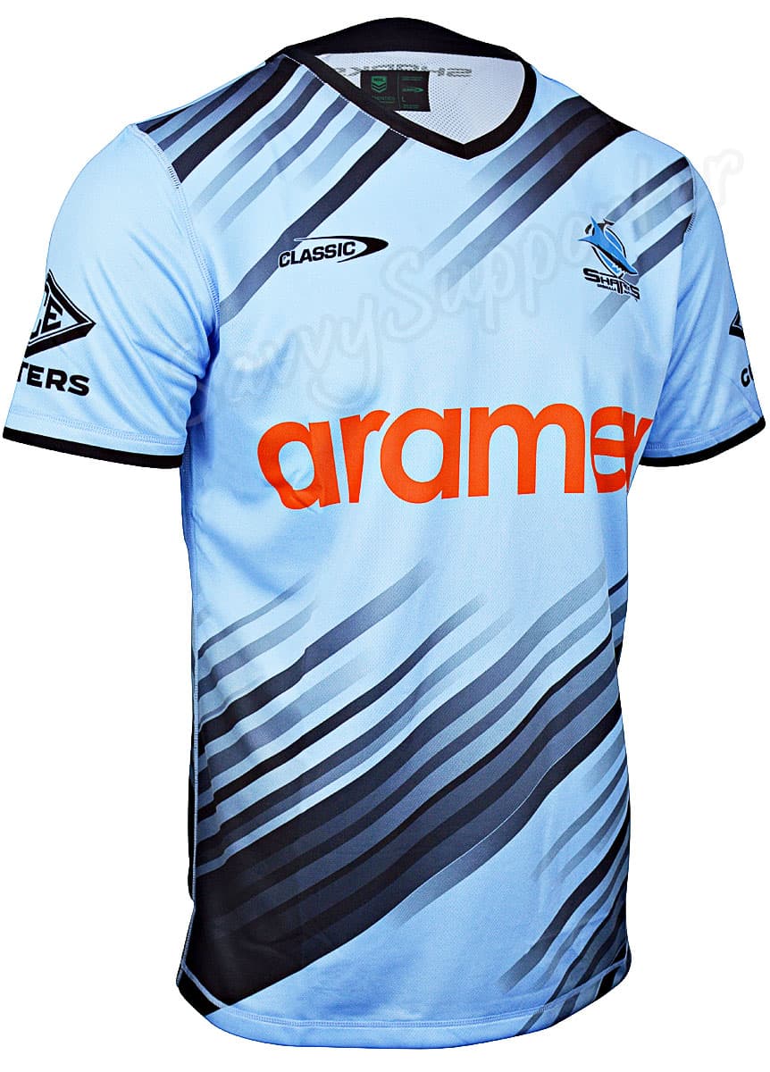 Cronulla Sharks NRL Mens Sky Training Shirt - Image 2