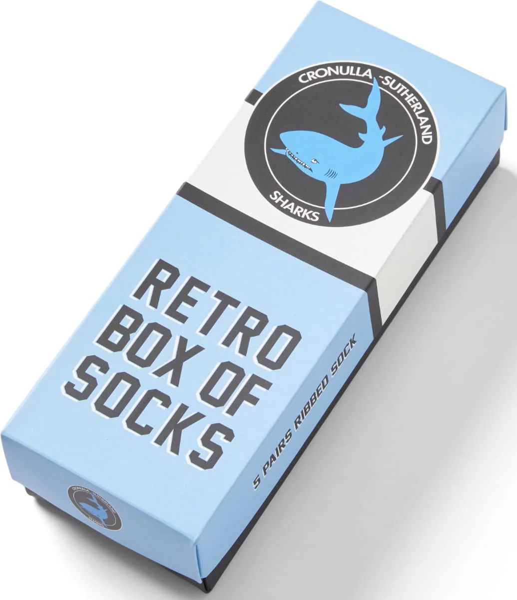 Cronulla Sharks NRL Retro 5 Pack Box Socks - Image 2
