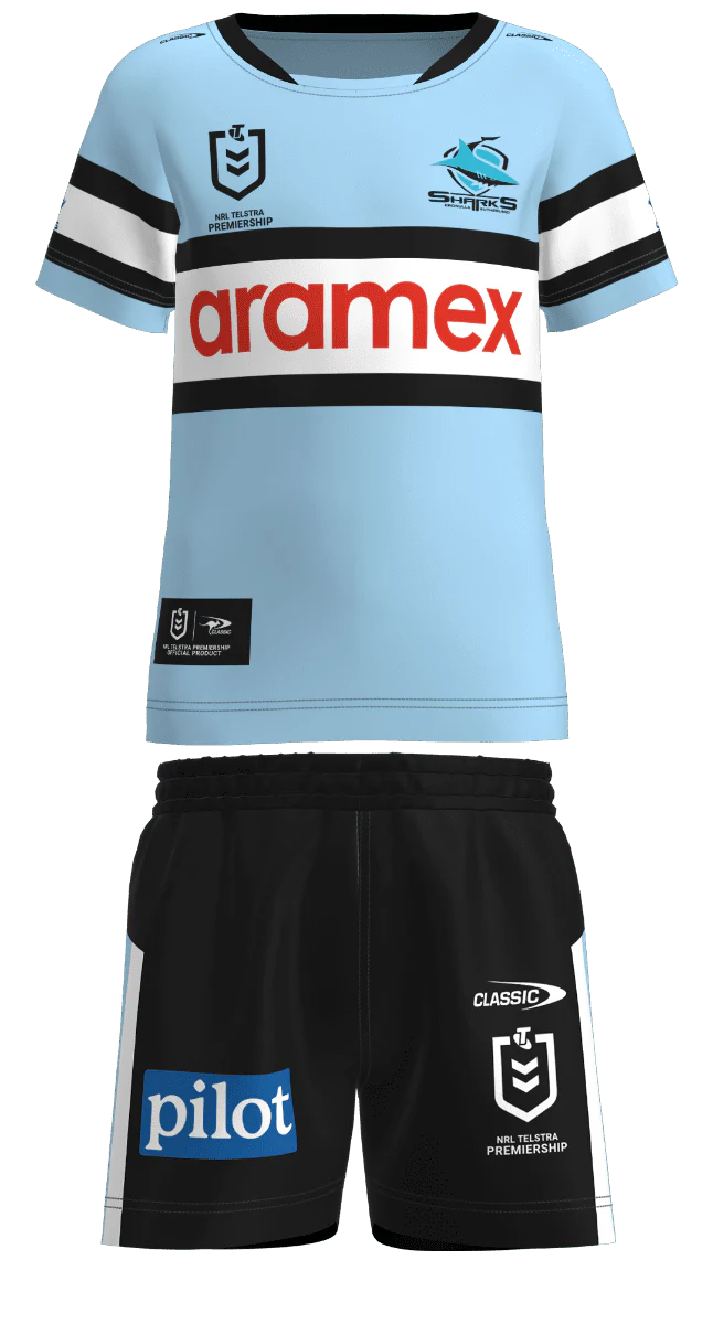 Cronulla Sharks NRL Toddler Home Jersey + Shorts