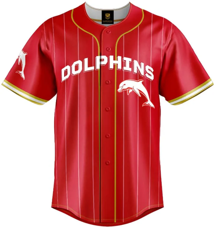 Dolphins NRL Mens Slugger Baseball Shirt