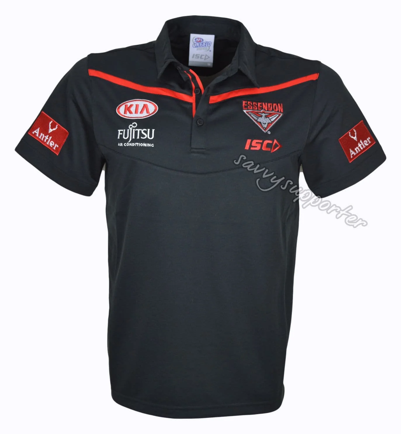 Essendon Bombers AFL Black Media Polo Shirt Mens & Ladies - Image 13