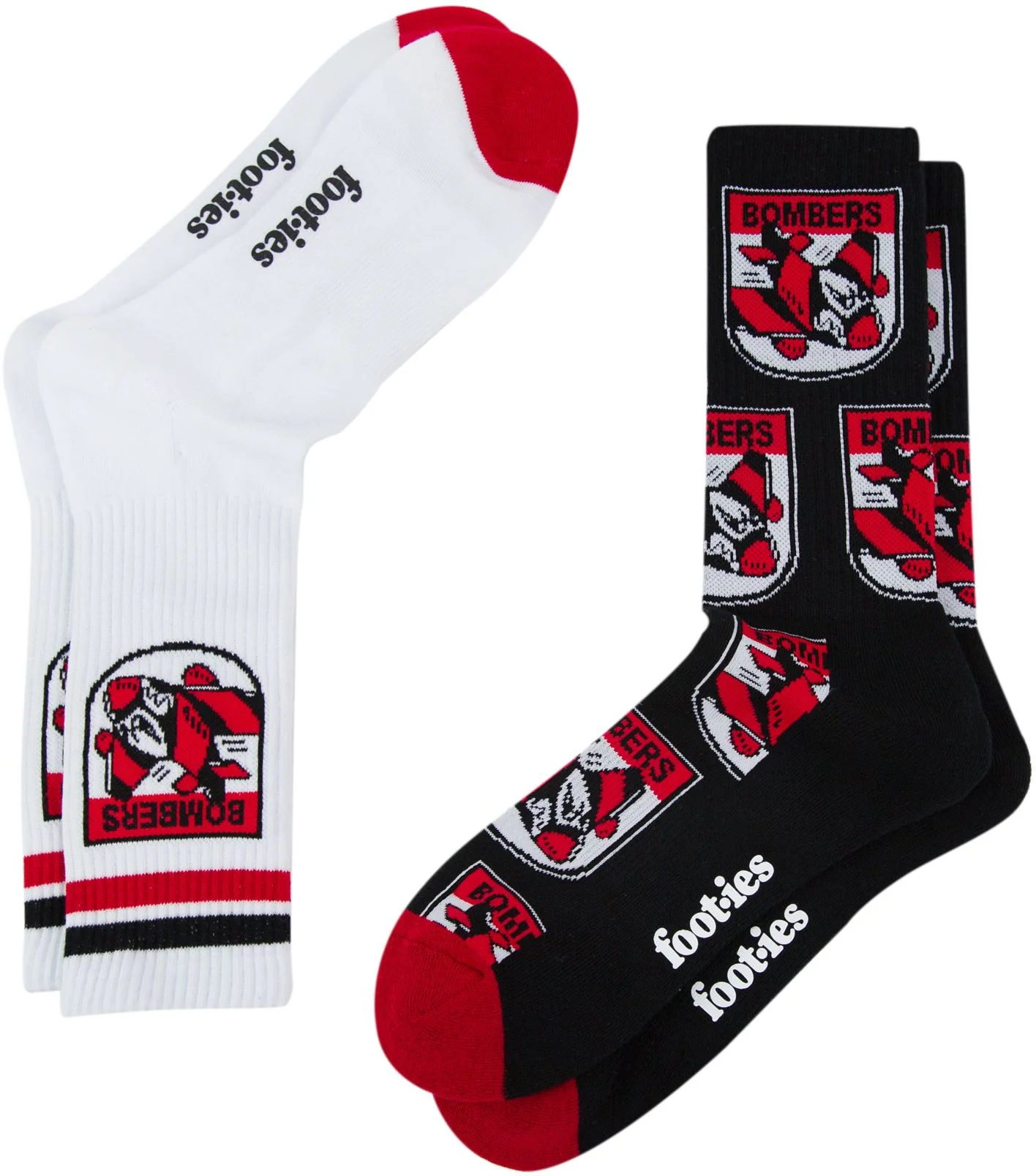 Essendon Bombers 2026 AFL Mens 8-13 Retro Sneaker Sock 2 Pack