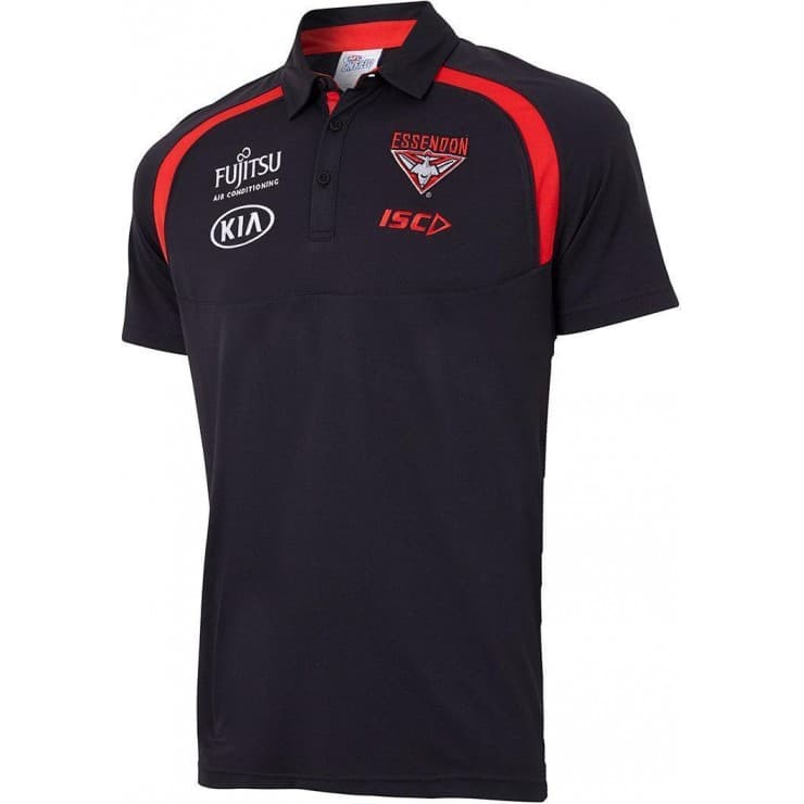 Essendon Bombers AFL ISC Black Performance Polo Shirt - Image 5