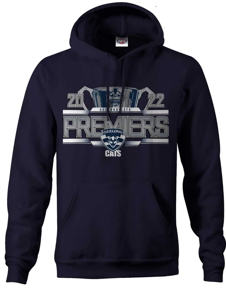 Geelong Cats AFL Mens Navy Premiers Hoody