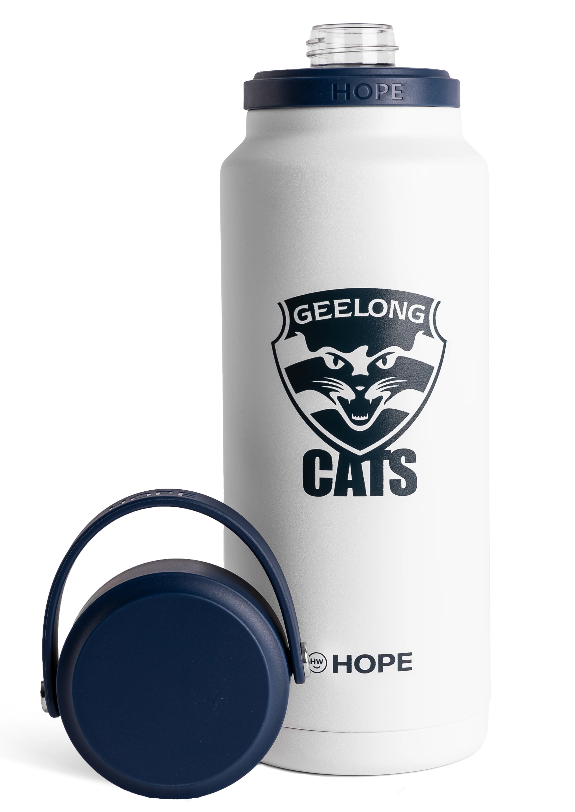 Geelong Cats 2026 AFL White 1 Litre Insulated Stainless Steel Drink Bottle