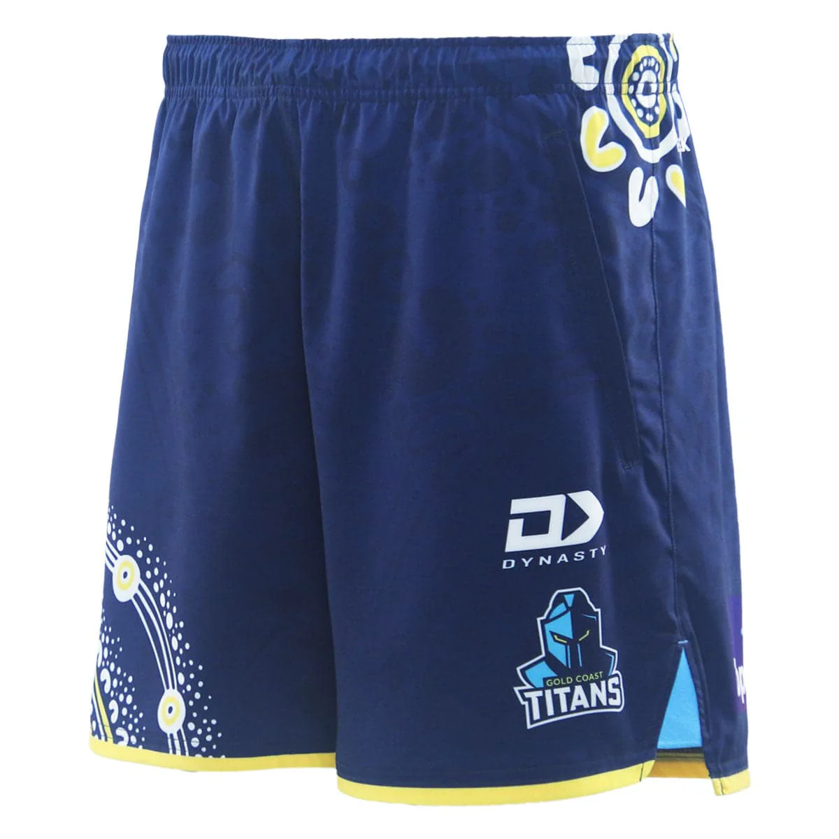 Gold Coast Titans 2025 NRL Mens Indigenous Gym Shorts - Image 2