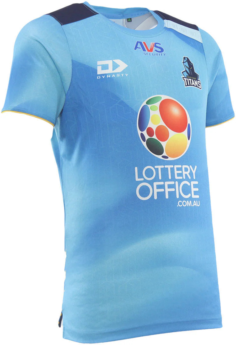 Gold Coast Titans 2026 NRL Mens Cyan Training Shirt - Image 3