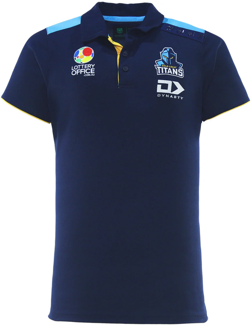 Gold Coast Titans 2026 NRL Mens Navy Media Polo Shirt