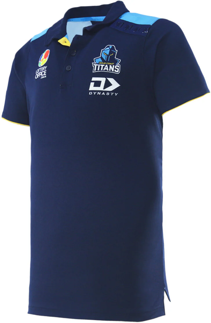 Gold Coast Titans 2026 NRL Mens Navy Media Polo Shirt - Image 2