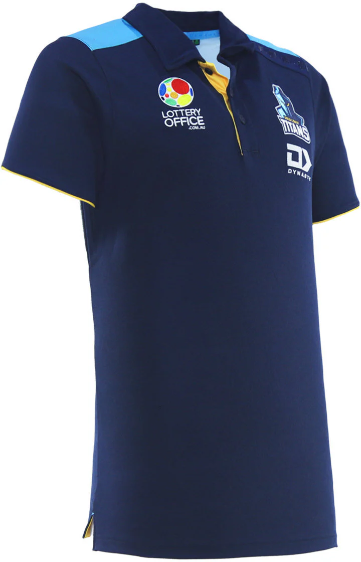 Gold Coast Titans 2026 NRL Mens Navy Media Polo Shirt - Image 3