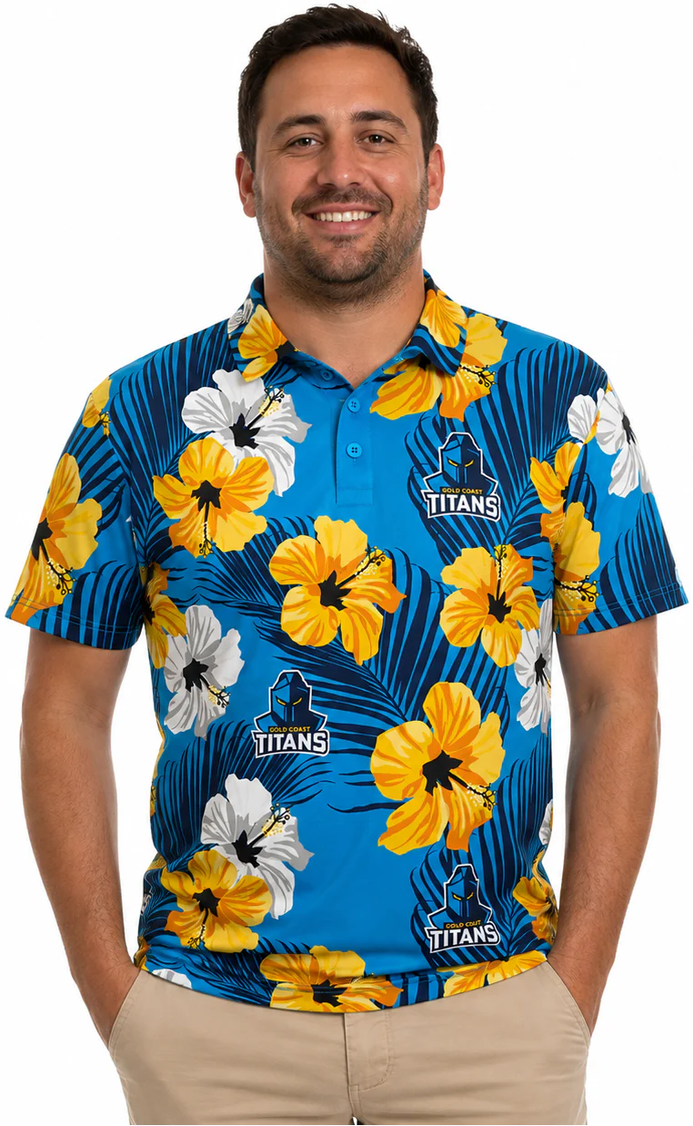 Gold Coast Titans NRL Mens Aloha Golf Polo Shirt