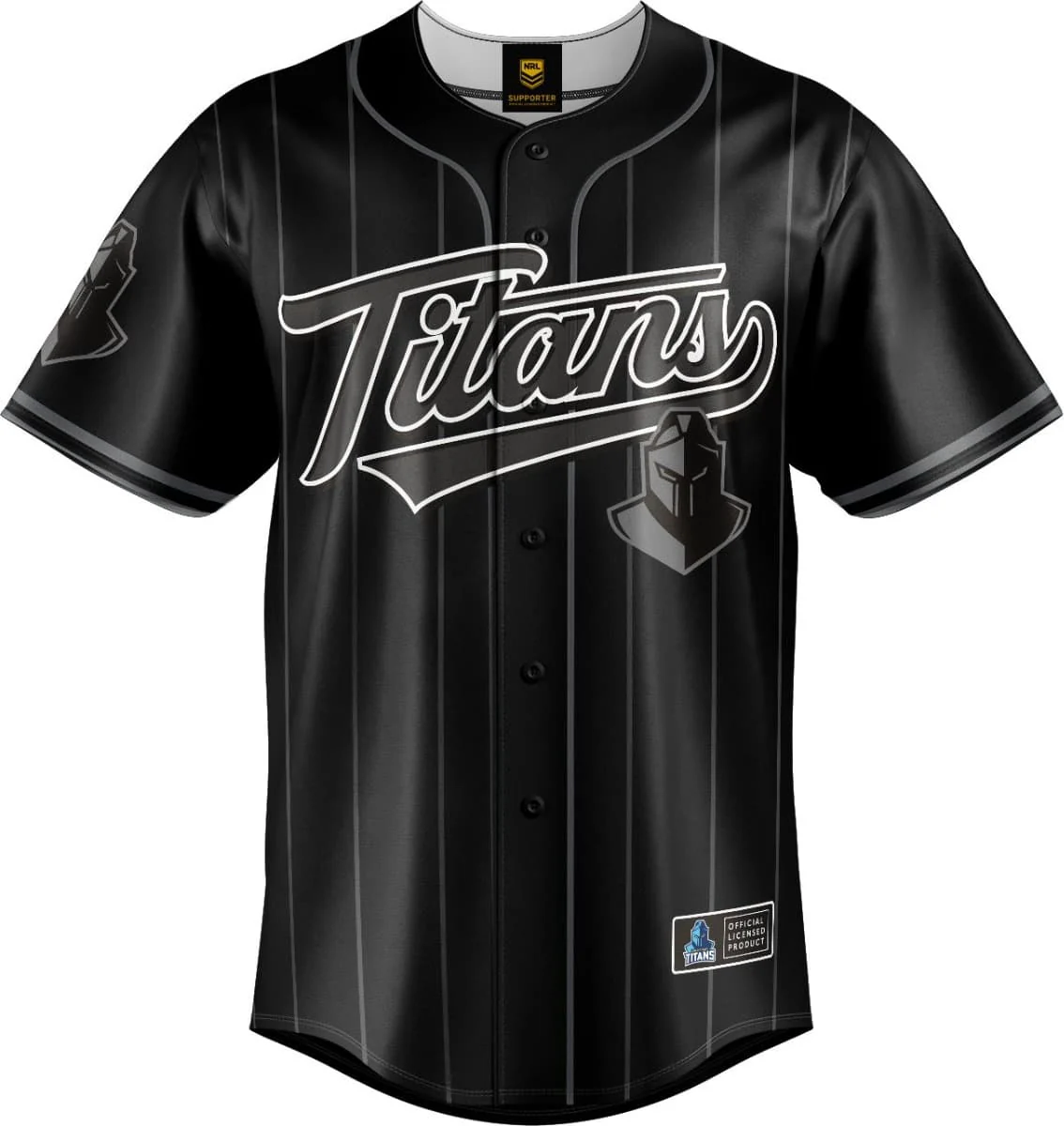 Gold Coast Titans NRL Mens Blackout Baseball Shirt