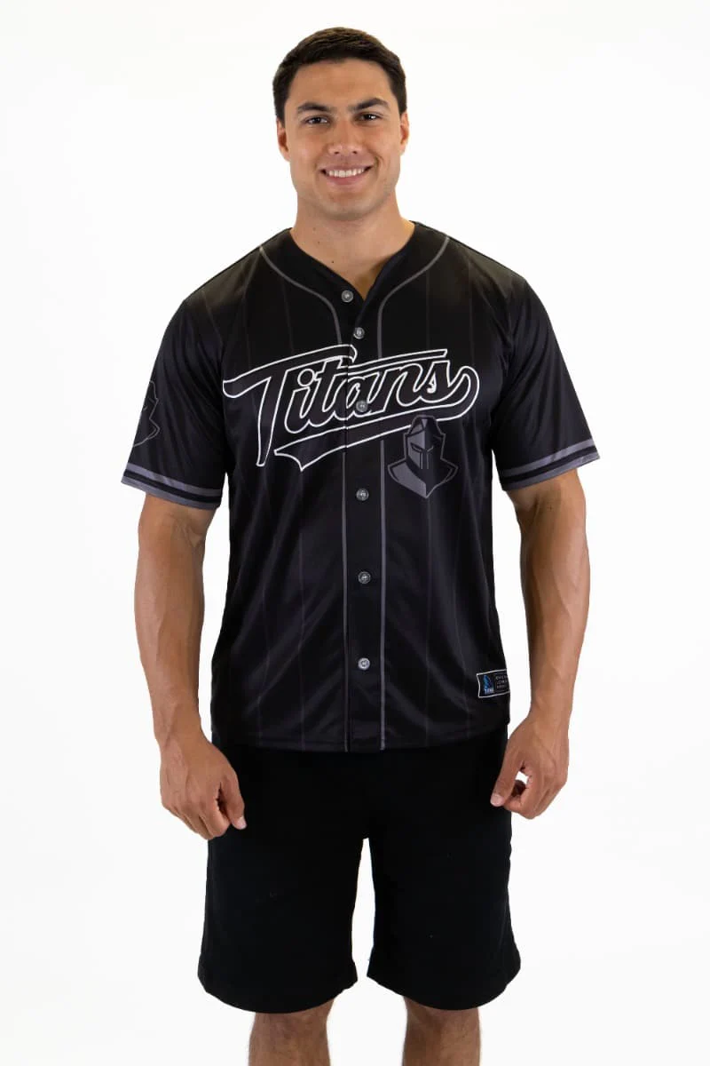 Gold Coast Titans NRL Mens Blackout Baseball Shirt - Image 2