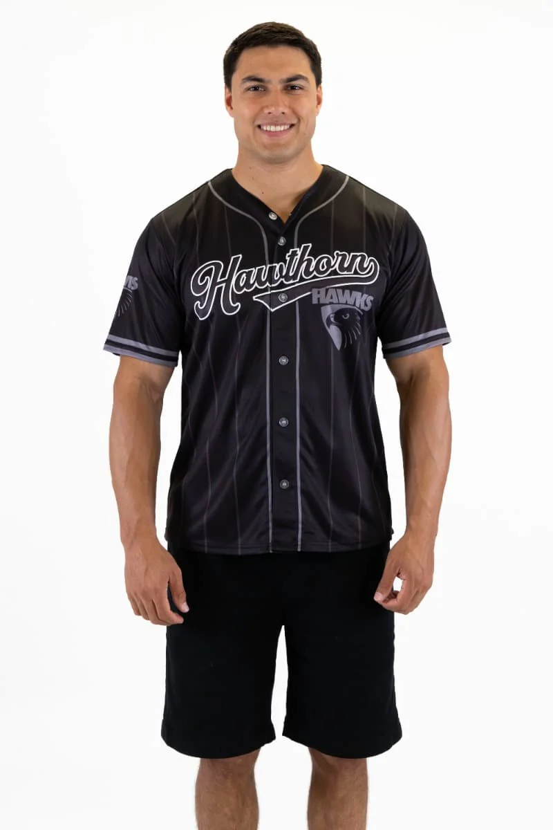 Hawthorn Hawks AFL Mens Blackout Baseball Shirt