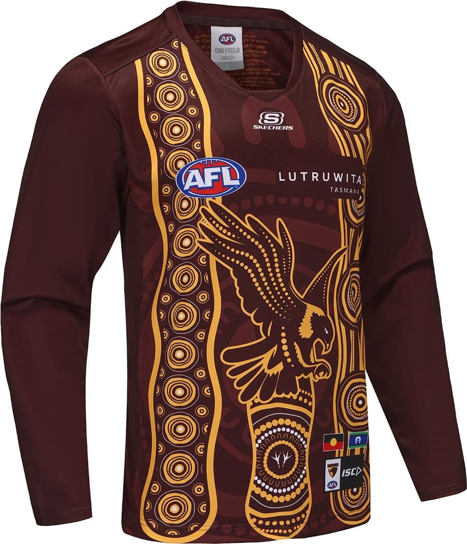 Hawthorn Hawks 2025 AFL Mens Brown Long Sleeve Indigenous Guernsey - Image 3