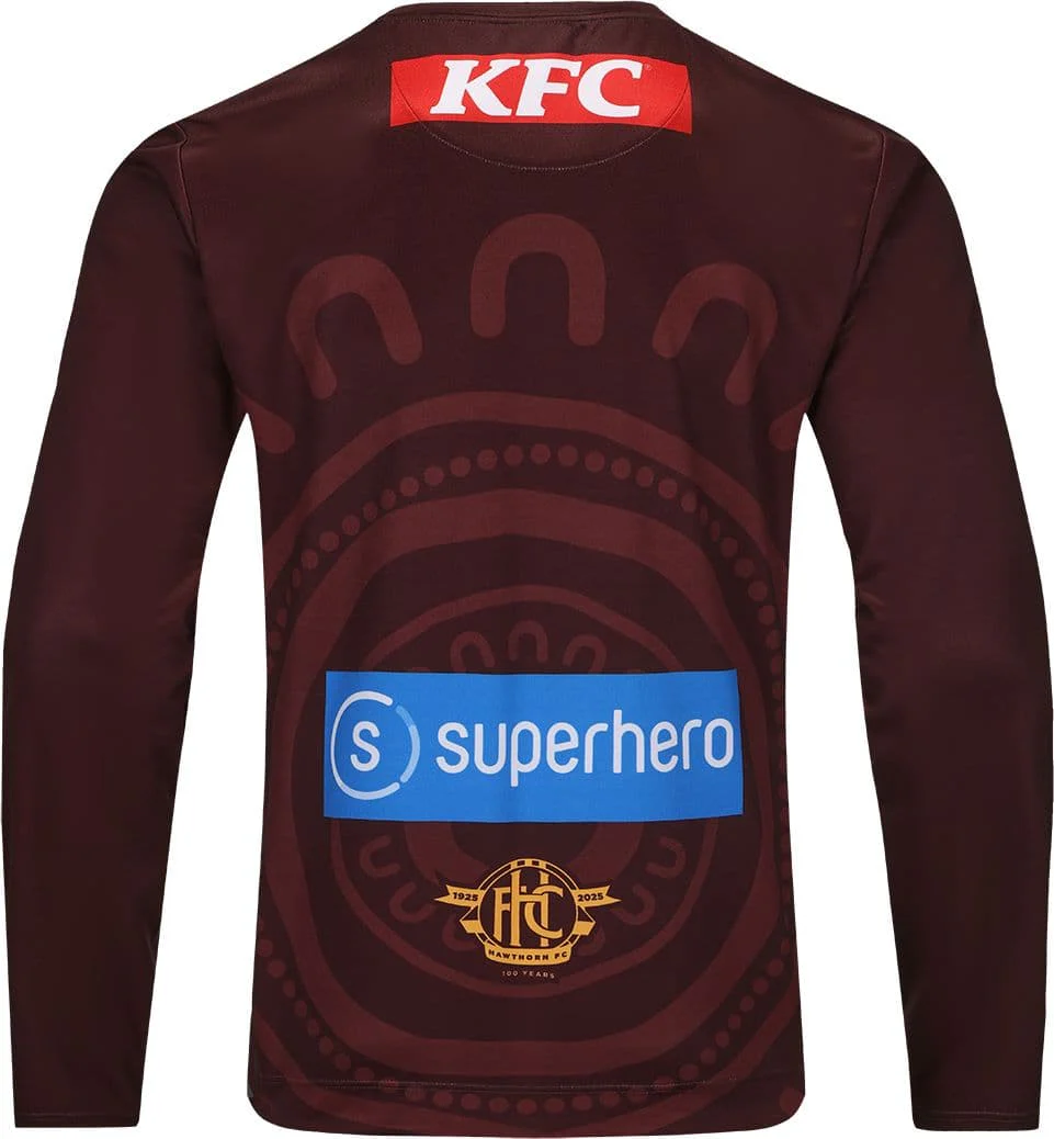 Hawthorn Hawks 2025 AFL Mens Brown Long Sleeve Indigenous Guernsey - Image 4