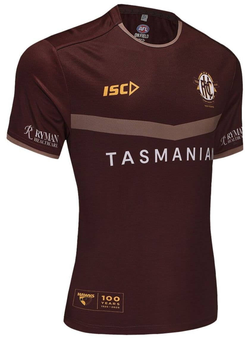 Hawthorn Hawks 2025 AFL Mens Brown Training Shirt - Image 2