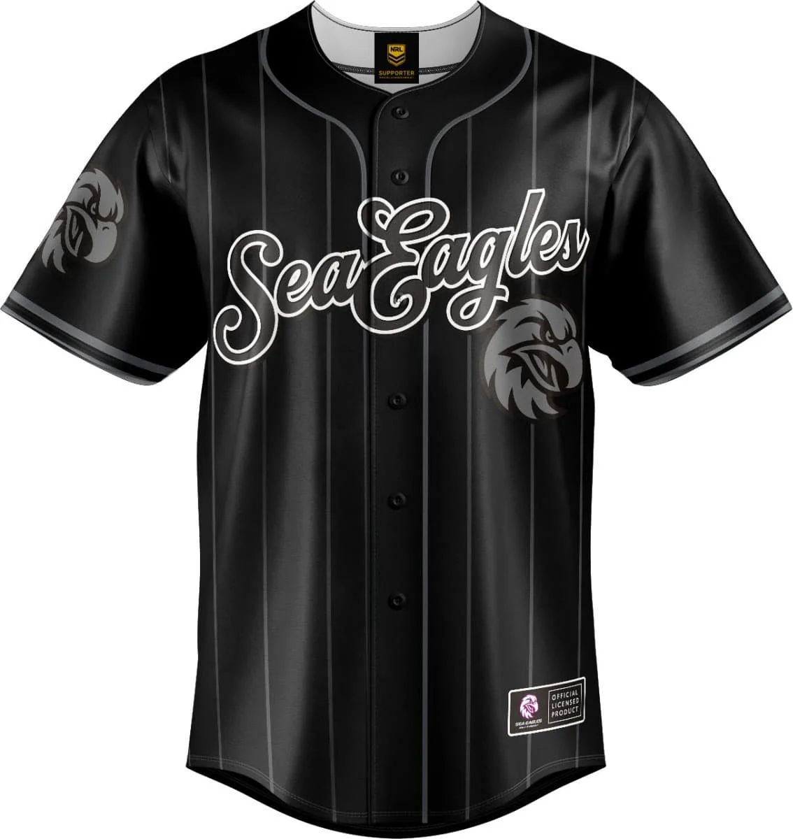 Manly Sea Eagles NRL Mens Blackout Baseball Shirt