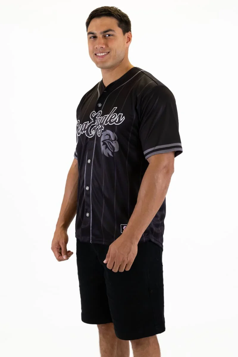 Manly Sea Eagles NRL Mens Blackout Baseball Shirt - Image 3