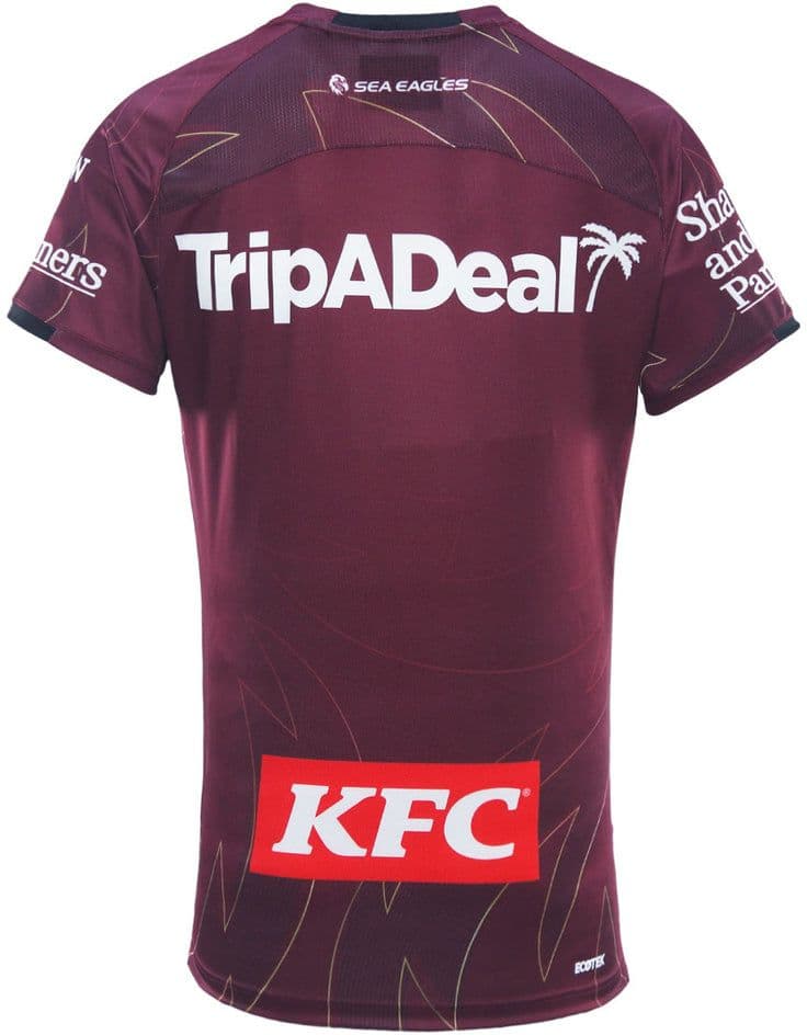 Manly Sea Eagles 2025 NRL Mens Maroon Training Shirt - Image 2
