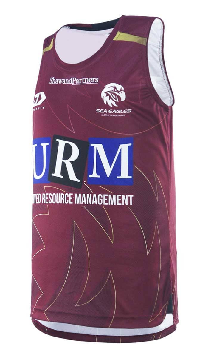 Manly Sea Eagles 2025 NRL Mens Maroon Training Singlet - Image 3