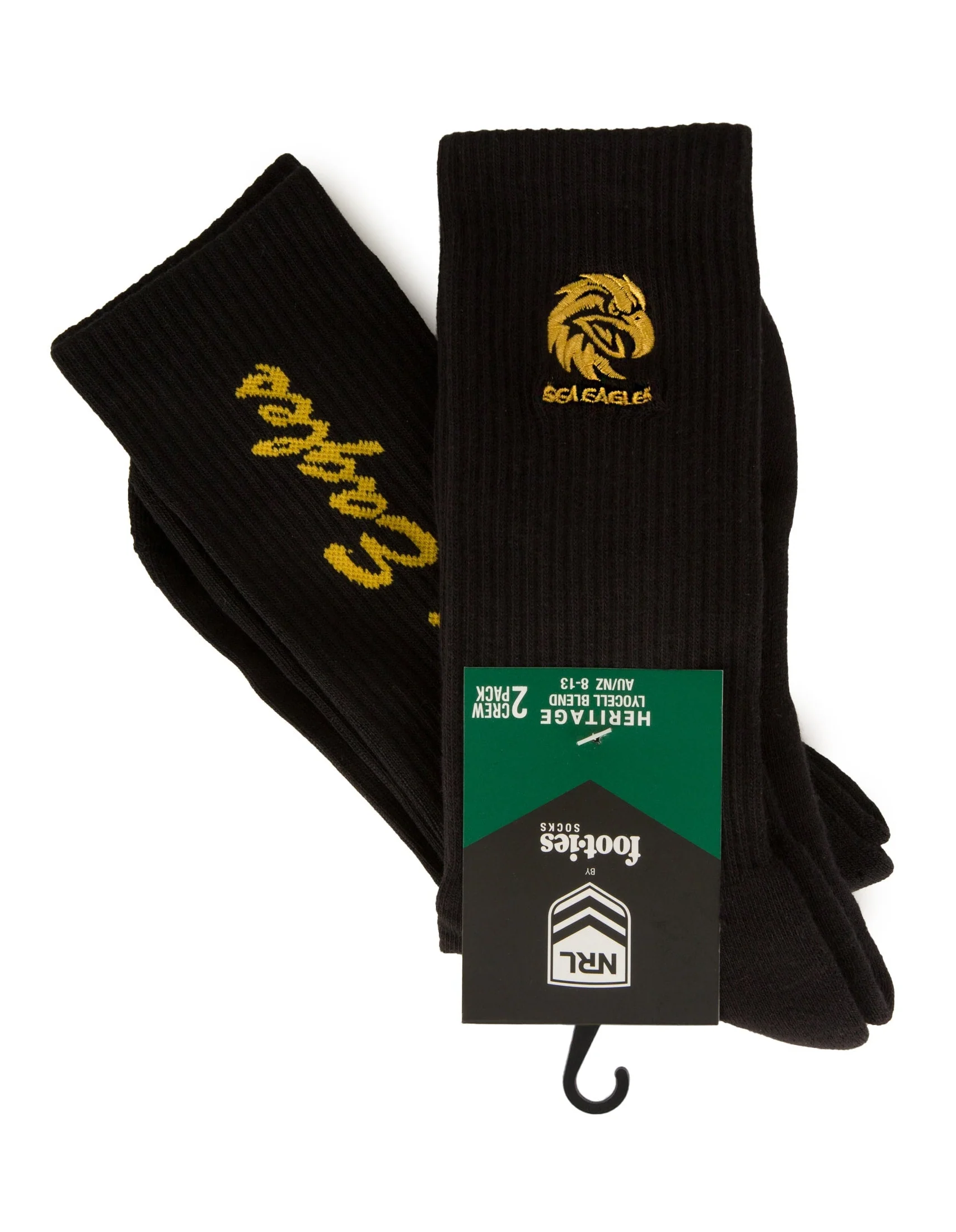 Manly Sea Eagles 2026 NRL Mens Black Sneaker Sock 2 Pack Size 8-13 Mens Size 8-13 Mens