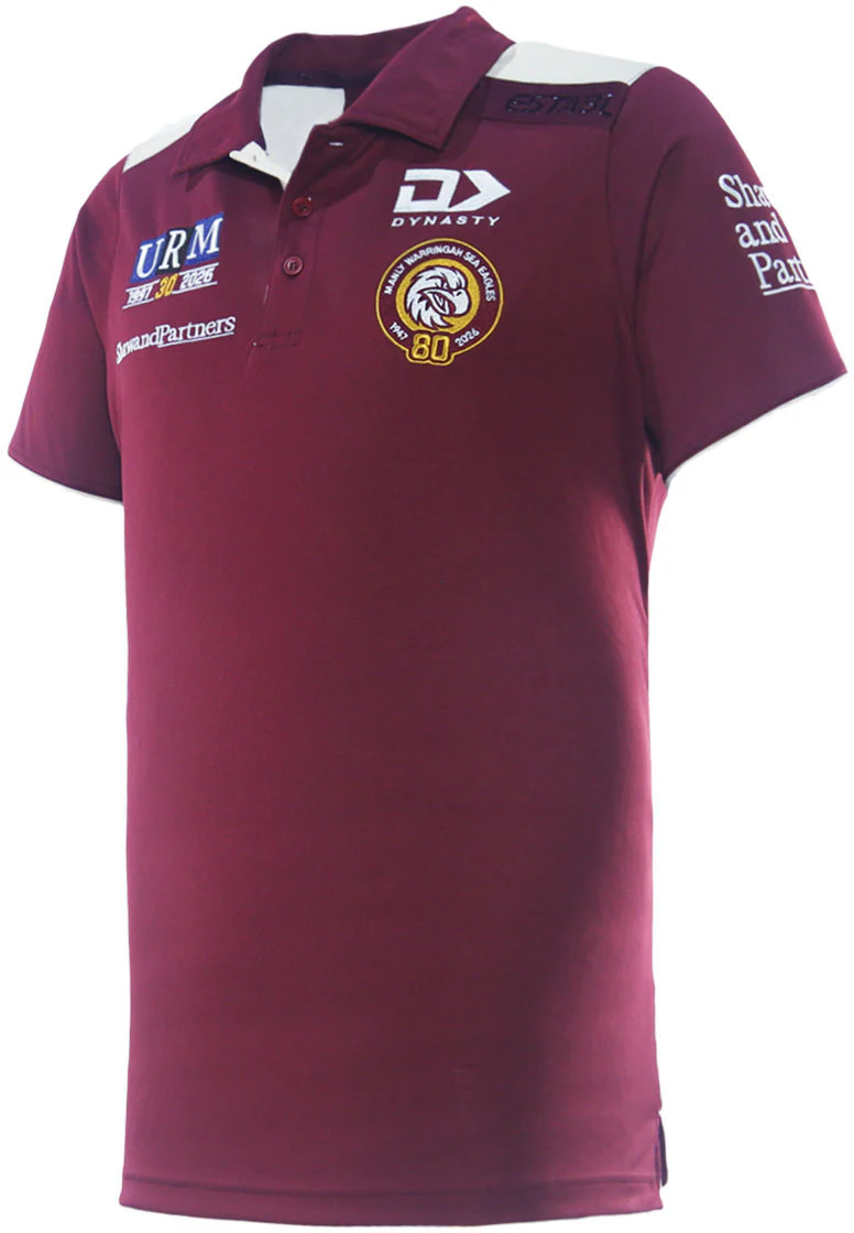 Manly Sea Eagles 2026 NRL Mens Maroon Media Polo Shirt - Image 4