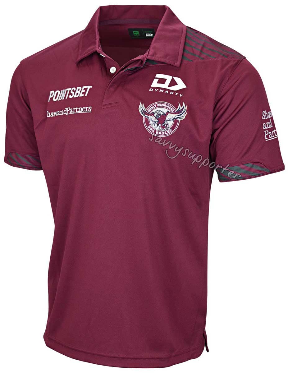 Manly Sea Eagles NRL Mens Maroon Media Polo Shirt