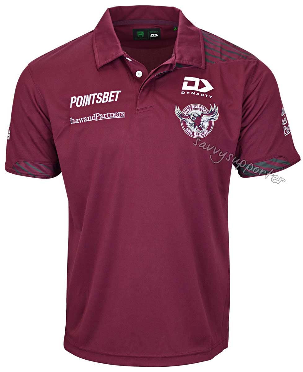 Manly Sea Eagles NRL Mens Maroon Media Polo Shirt - Image 2