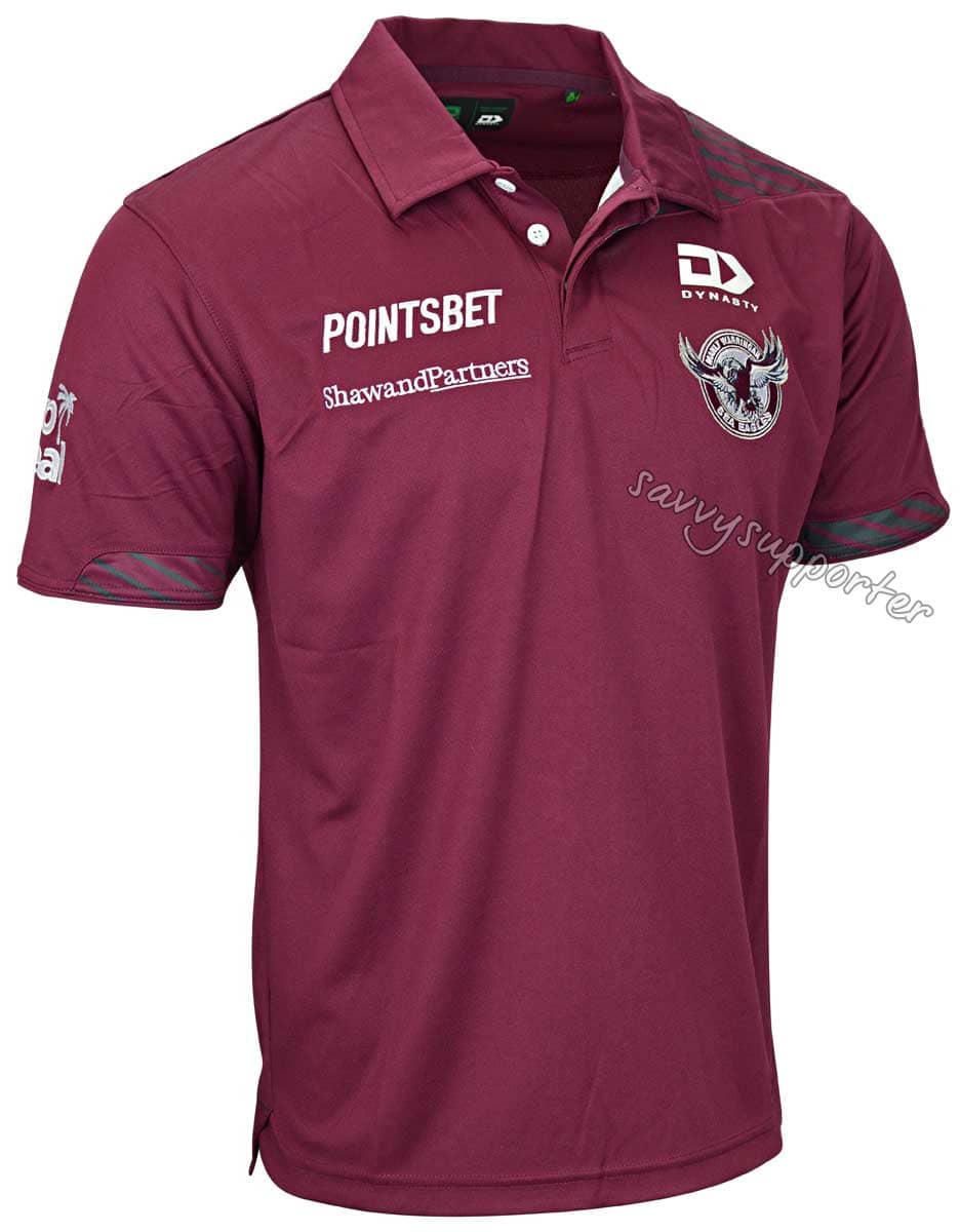 Manly Sea Eagles NRL Mens Maroon Media Polo Shirt - Image 3
