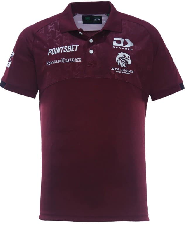 Manly Sea Eagles NRL Mens Maroon Media Polo Shirt