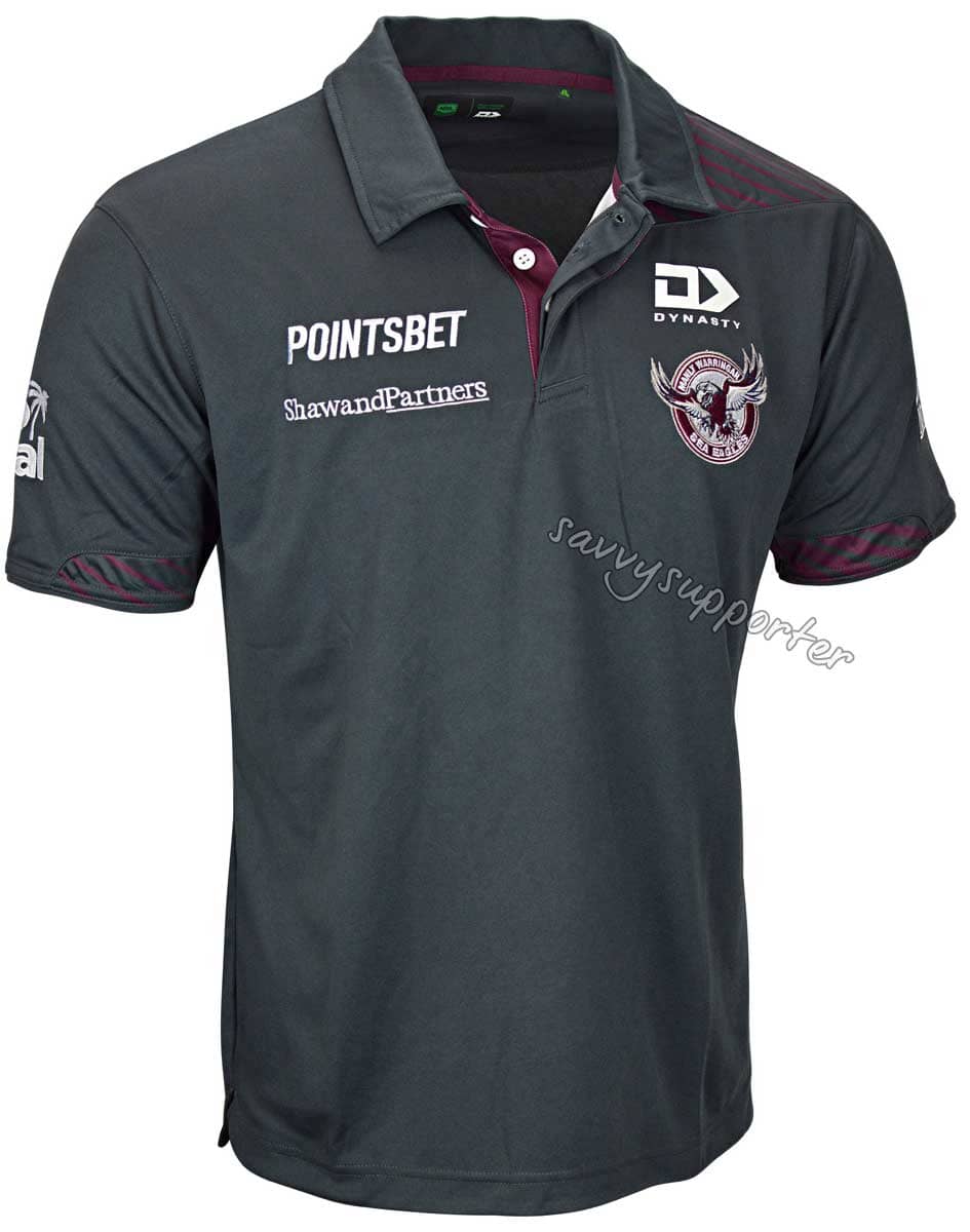Manly Sea Eagles NRL Mens Charcoal Alternate Polo Shirt - Image 2