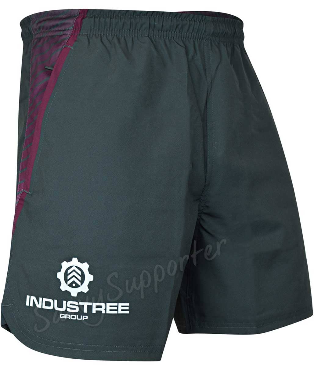 Manly Sea Eagles NRL Mens Charcoal Zip Gym Shorts - Image 2