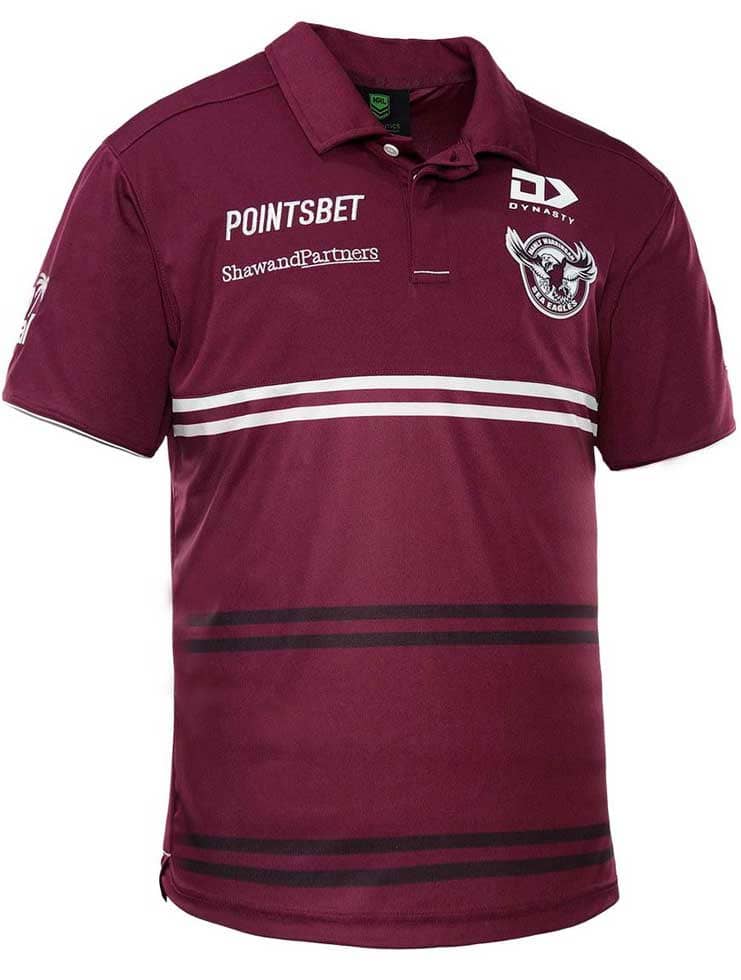 Manly Sea Eagles NRL Mens Maroon Media Polo Shirt - Image 2