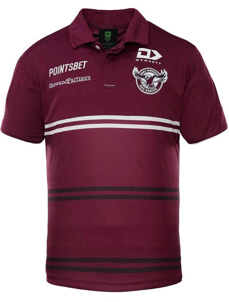 Manly Sea Eagles NRL Mens Maroon Media Polo Shirt - Image 3