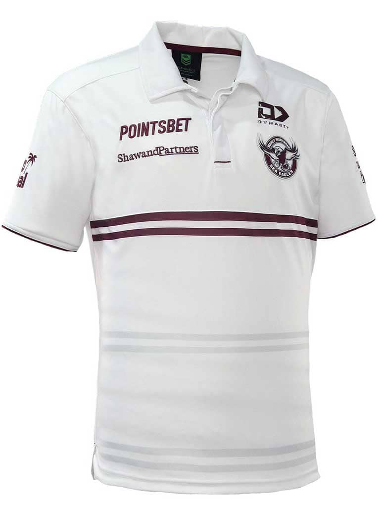 Manly Sea Eagles NRL Mens White Alternate Polo Shirt - Image 2
